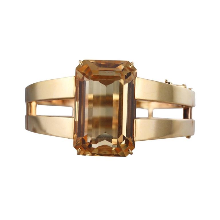 18k Gold Citrine Bangle Bracelet