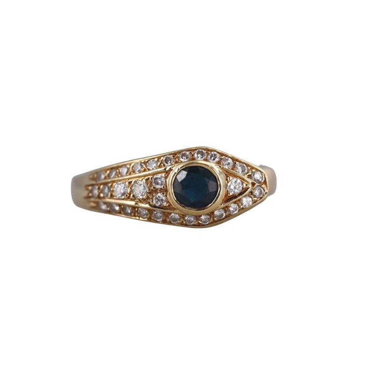 18k Gold Sapphire and Diamond Snake Ring