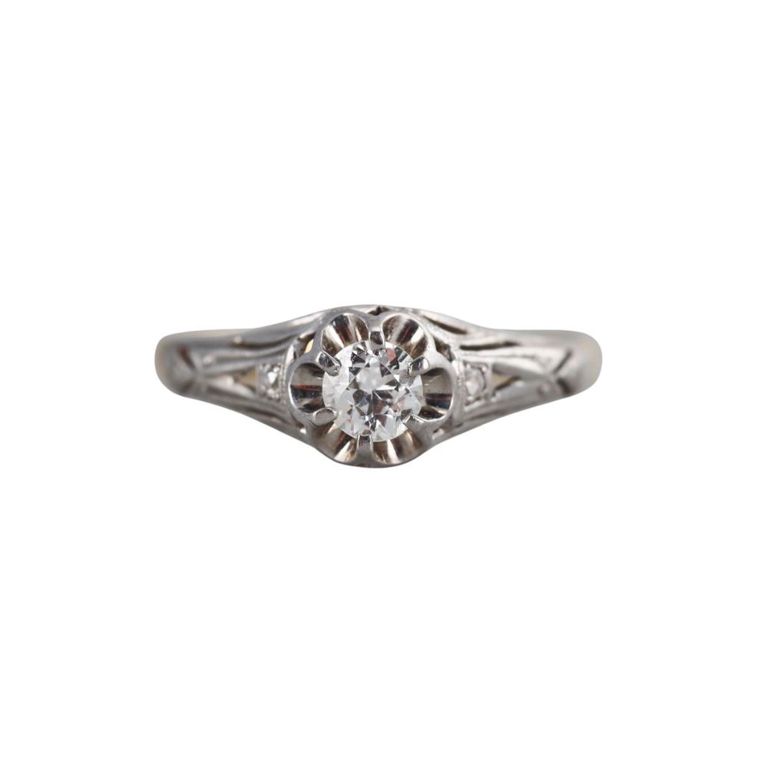 Art Deco 18k Gold Platinum Diamond Ring