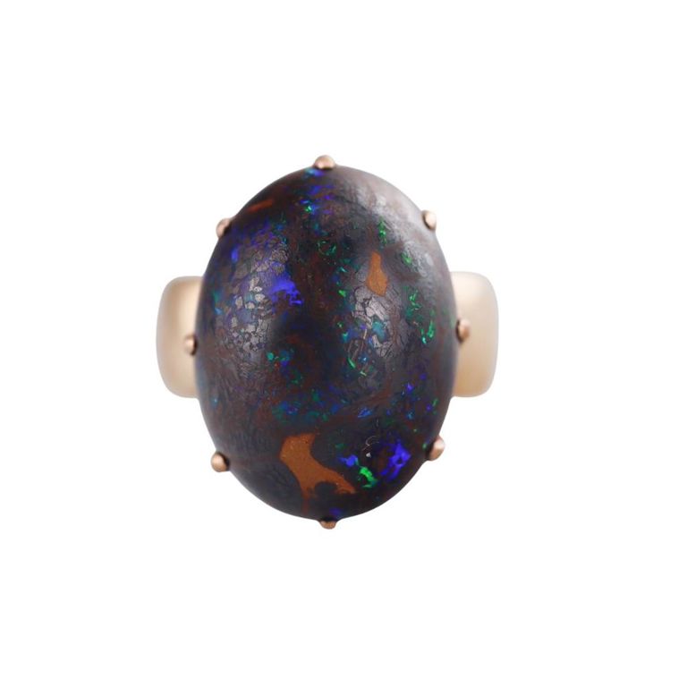 18k Gold Boulder Opal Ring