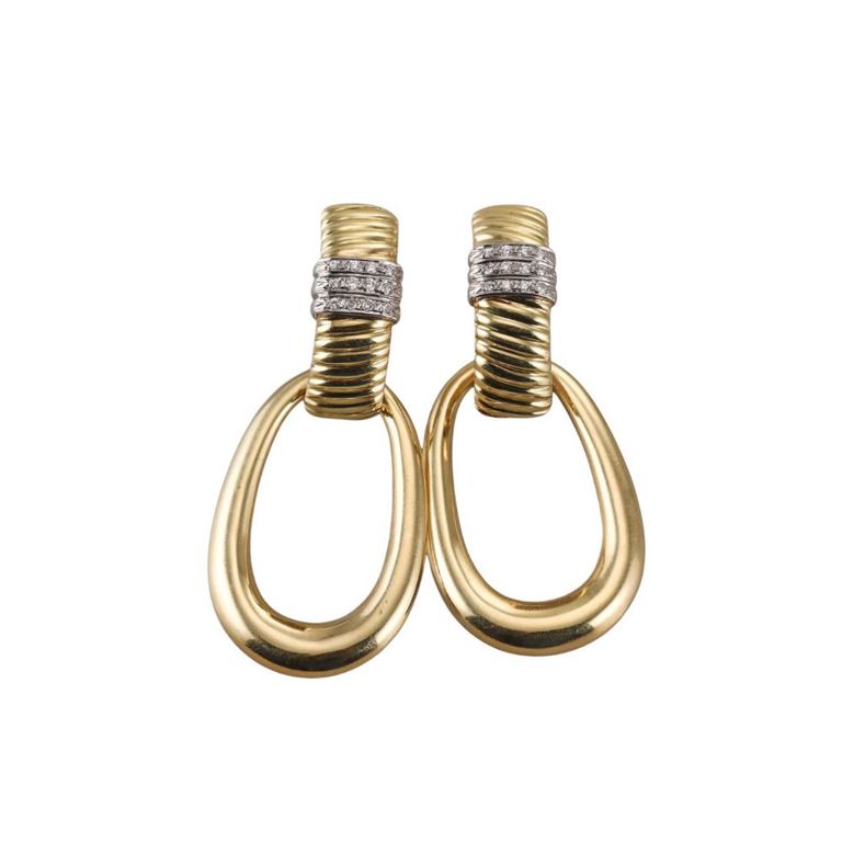 18k Gold Diamond Doorknocker Earrings