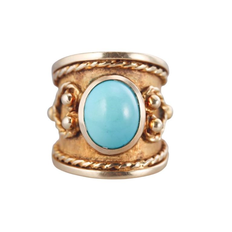 18k Gold Turquoise Band Ring