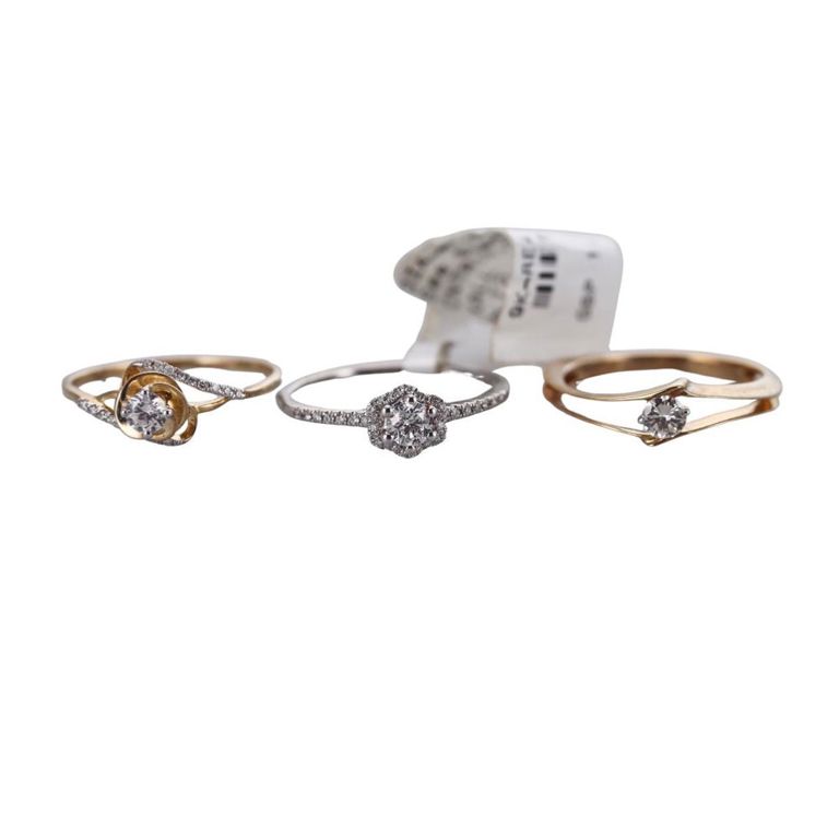 Set of 3 Gold Diamond Rings