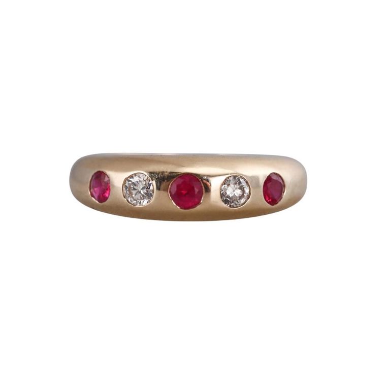 14k Gold Ruby and Diamond Gypsy Ring