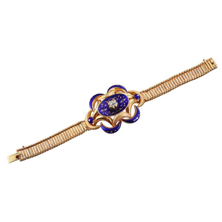 18k Gold Diamond Enamel Bracelet