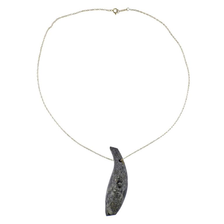 18k Gold Jade Fish Pendant Necklace