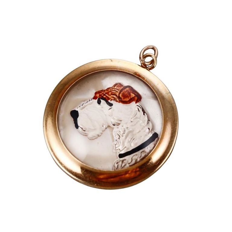 14k Gold Fox Terrier Dog Pendant