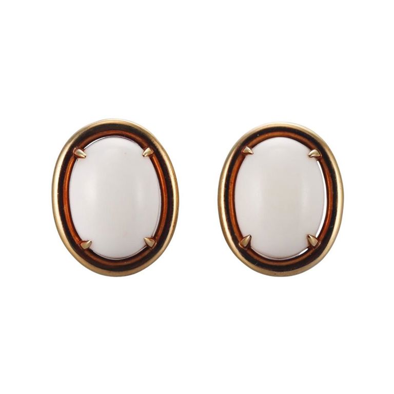 Pair of 18k Gold Coral Earrings