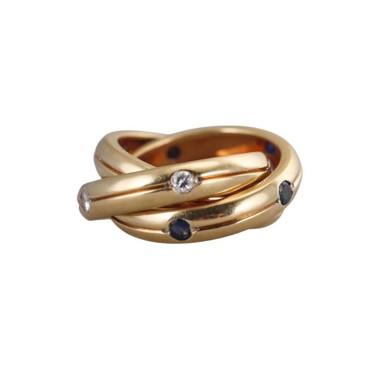 18k Gold Ruby Sapphire Diamond Ring