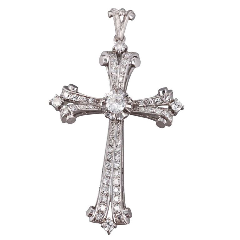 18k Gold Diamond Cross Pendant