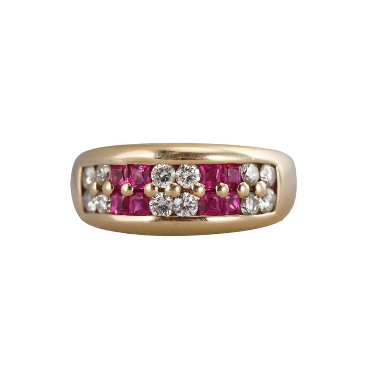 18k Gold Diamond and Ruby Ring