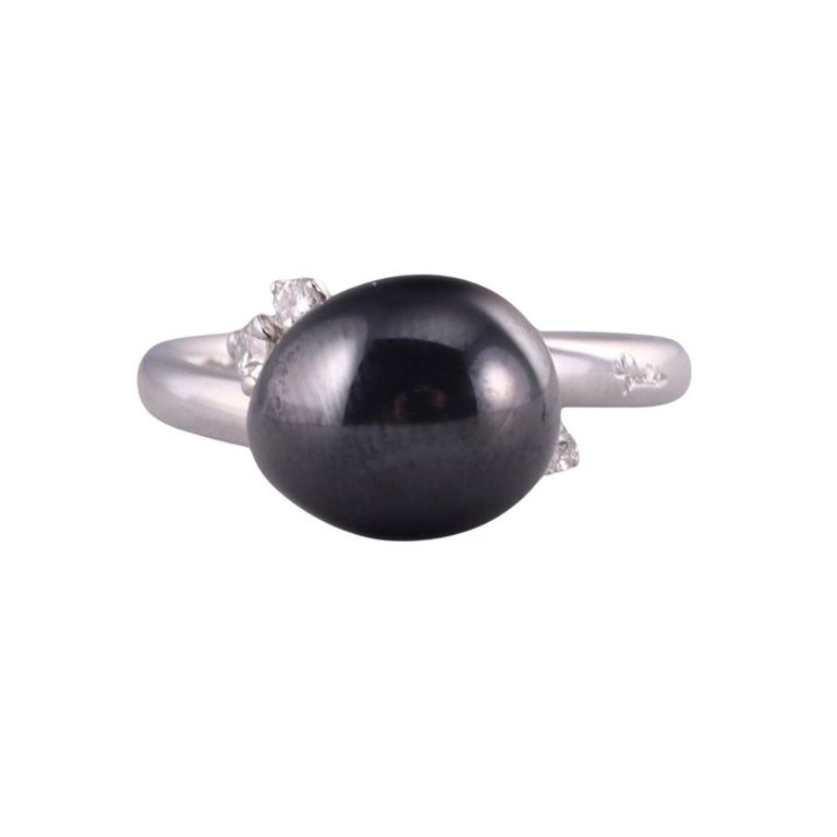 18k Gold Diamond and Ceramic Ring