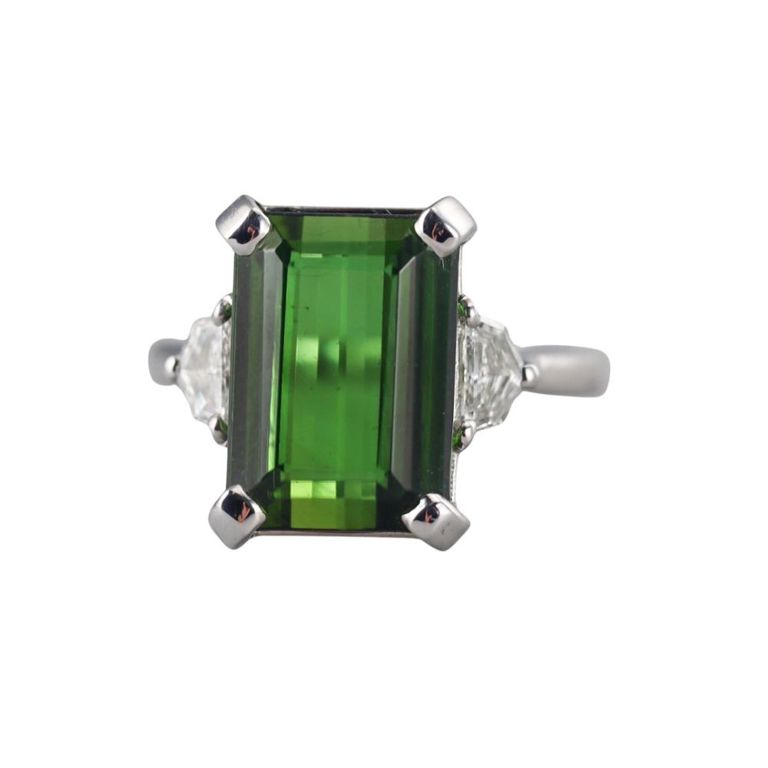Platinum Tourmaline and Diamond Ring