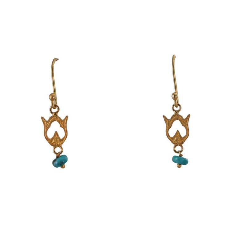 18k Gold Turquoise Earrings