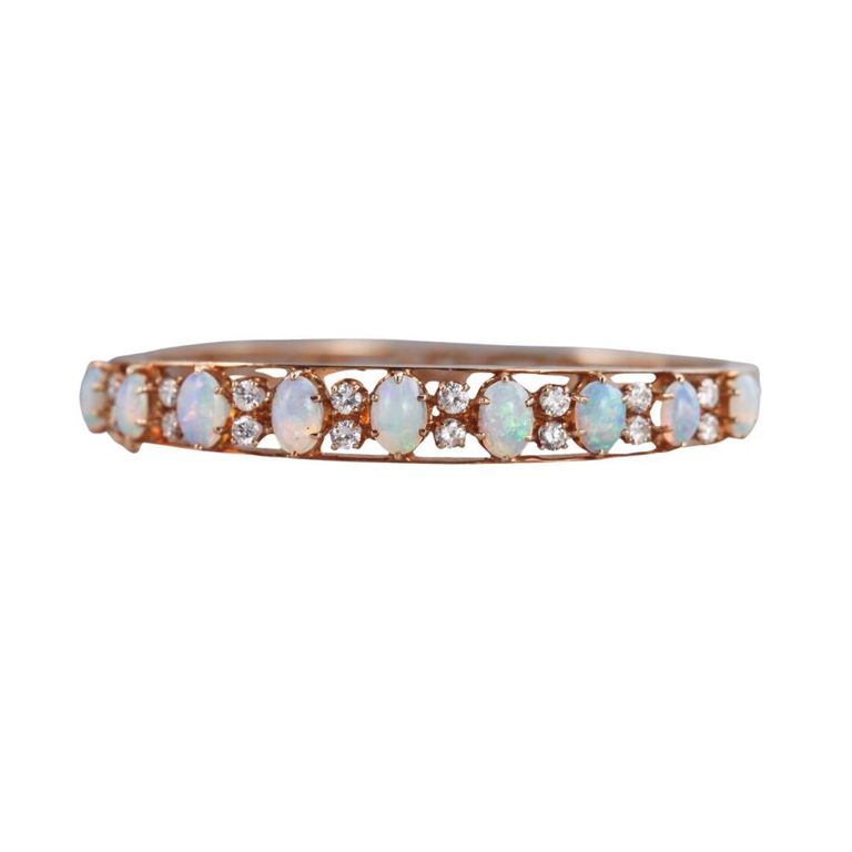 14k Gold Opal and Diamond Bracelet