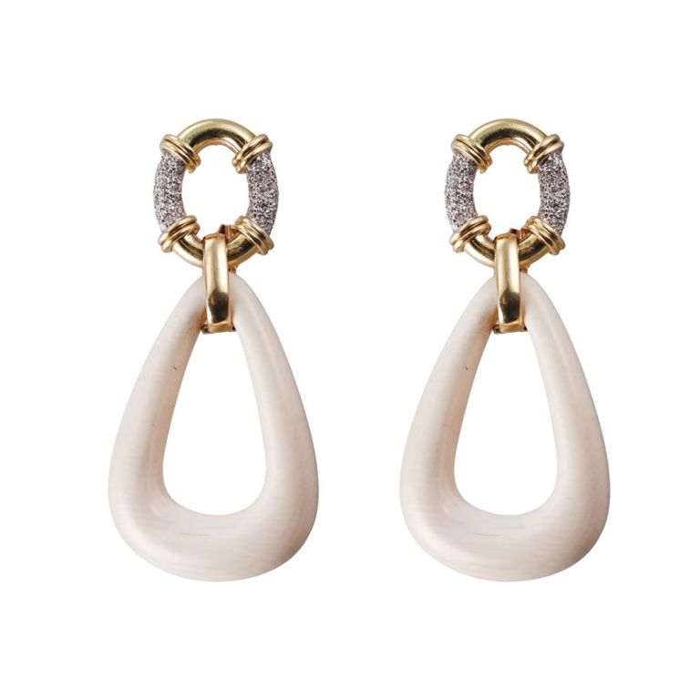 18k Gold Diamond Door Knocker Earrings