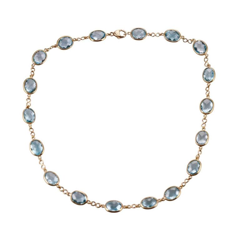 18k Gold Blue Topaz Necklace