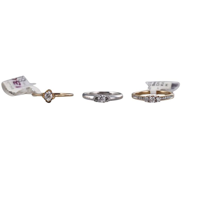 Set of 3 Gold Diamond Engagement Rings