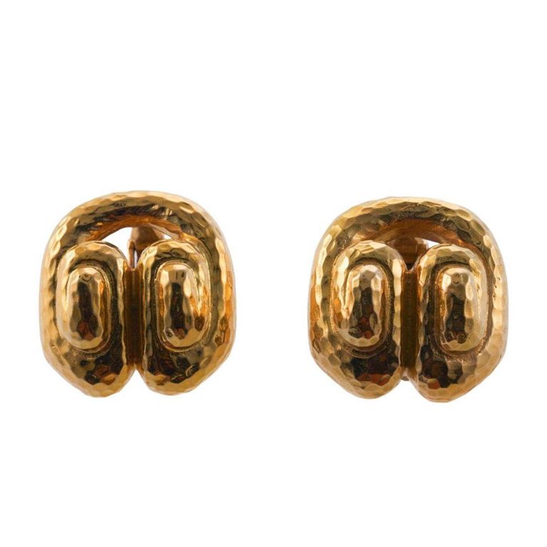 Pair of 18k Gold Swirl Earrings