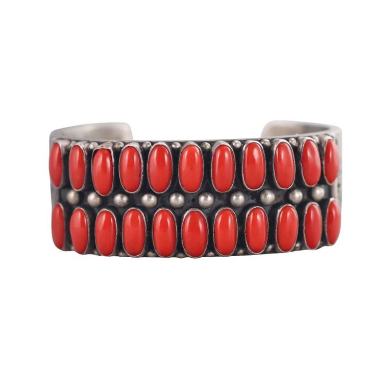 Sterling Silver Coral Cuff Bracelet