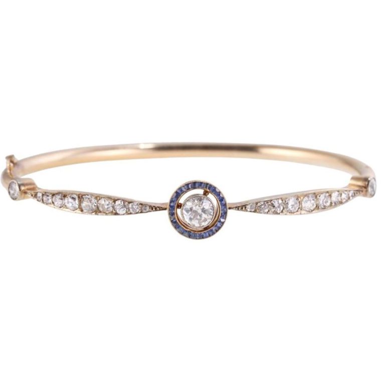 18k Gold Diamond and Sapphire Bracelet