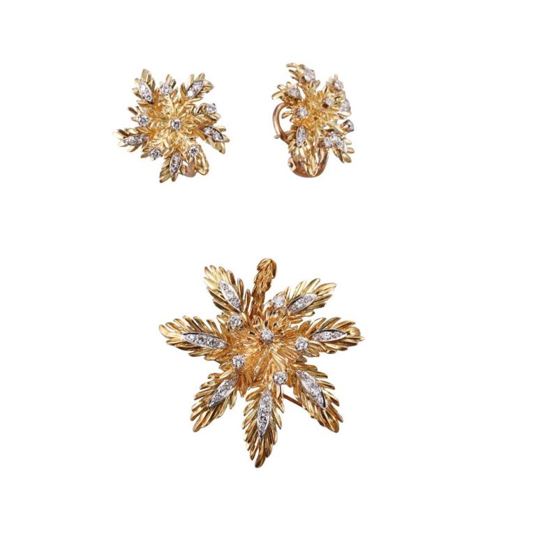 Set of 3 18k Gold Platinum Diamond Jewelry
