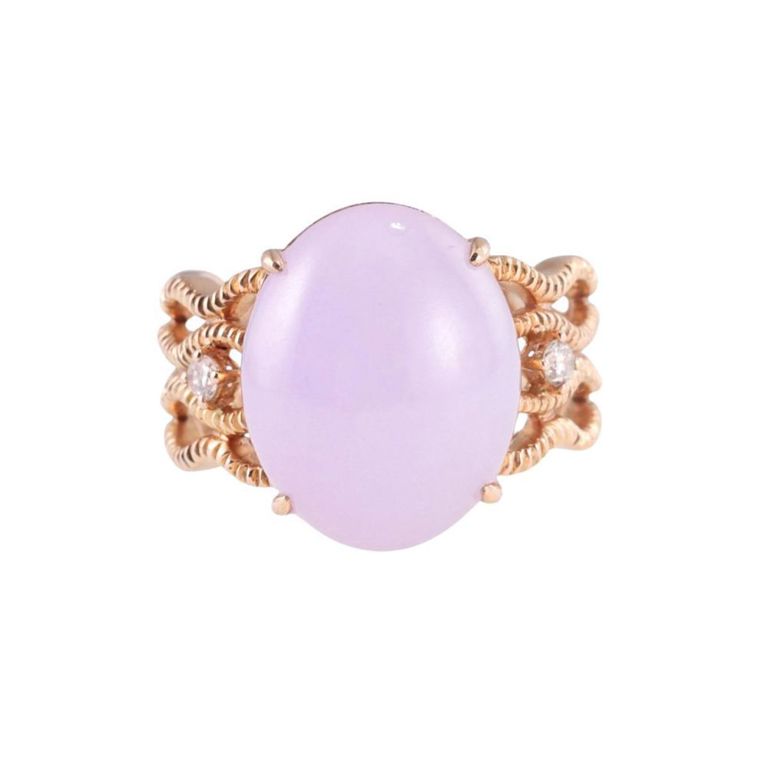 18k Gold Jade and Diamond Ring