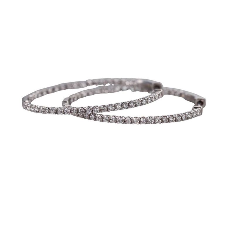 14k Gold Diamond Hoop Earrings