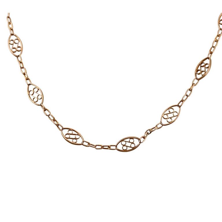 Antique 18k Gold Filigree Link Necklace