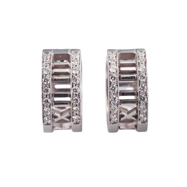 Pair of 18k Gold Diamond Hoop Earrings