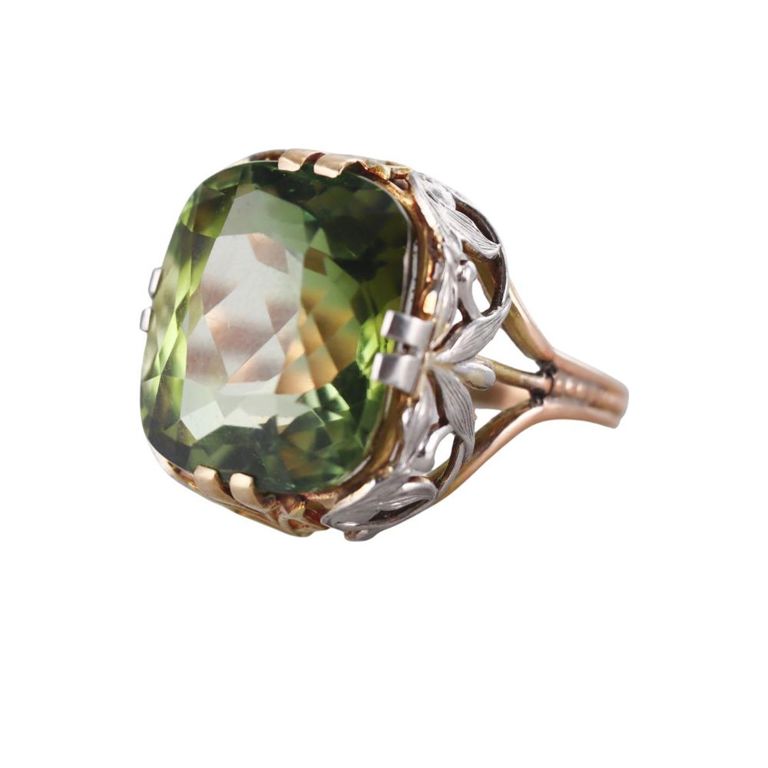 14k Gold Green Tourmaline Ring