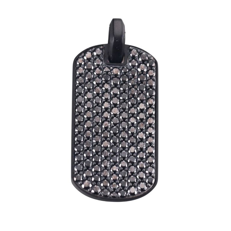 Titanium Black Diamond Dog Tag Pendant