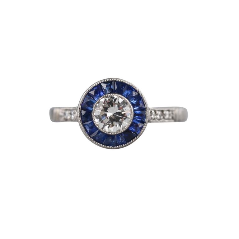 Platinum Diamond and Sapphire Ring