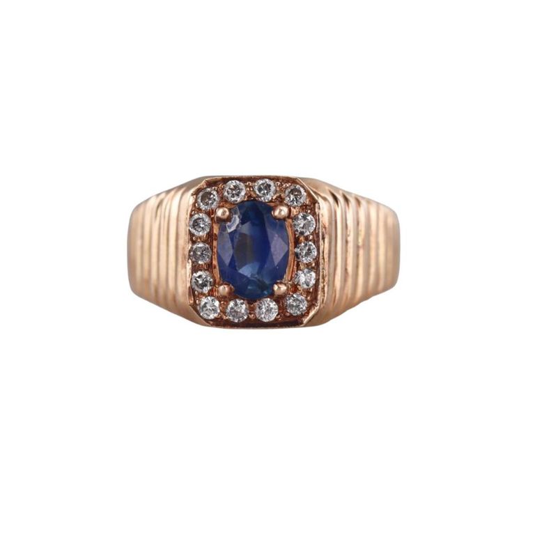 14k Gold Sapphire and Diamond Ring