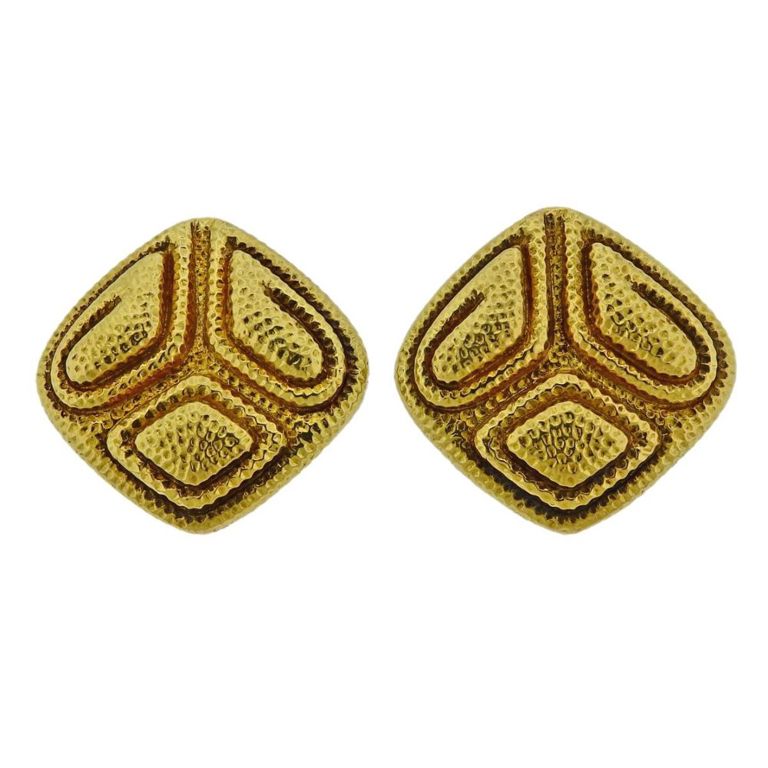 18k Gold Textured Earrings