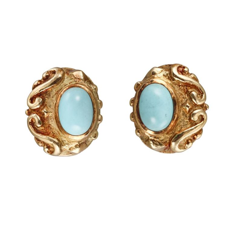 18k Gold Turquoise Earrings