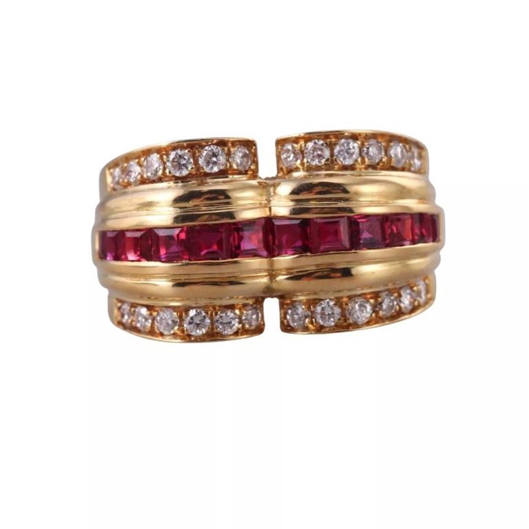 18k Gold Ruby and Diamond Ring