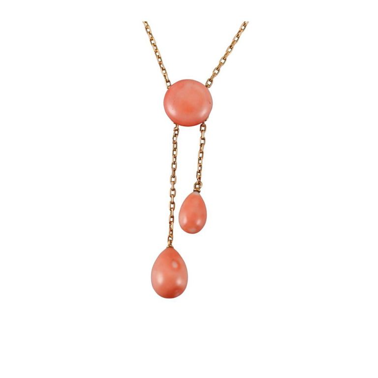 18k Gold Coral Pendant Necklace