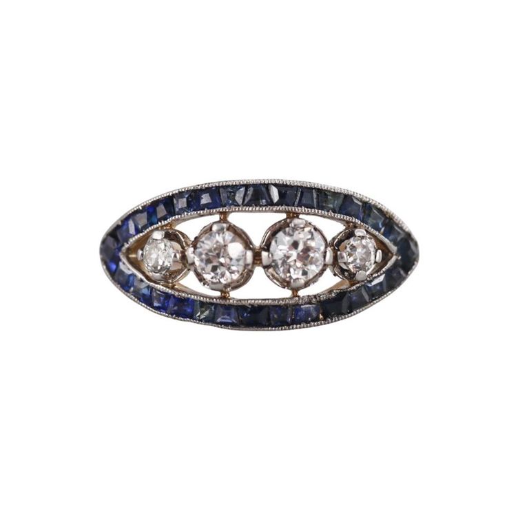 14k Gold Sapphire and Diamond Ring