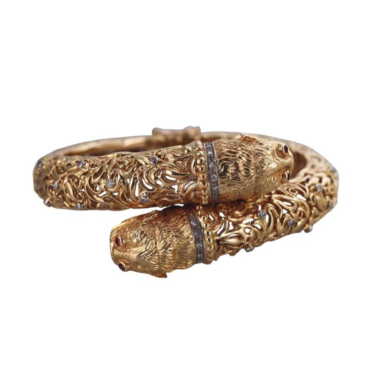 18k Gold Diamond and Ruby Bracelet