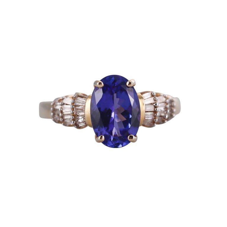 14k Gold Tanzanite and Diamond Ring