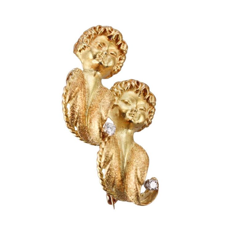 18k Gold Diamond Brooch