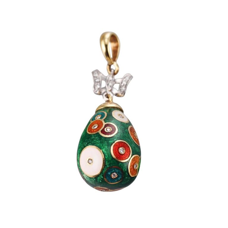Italian 18k Gold Enamel Egg Pendant