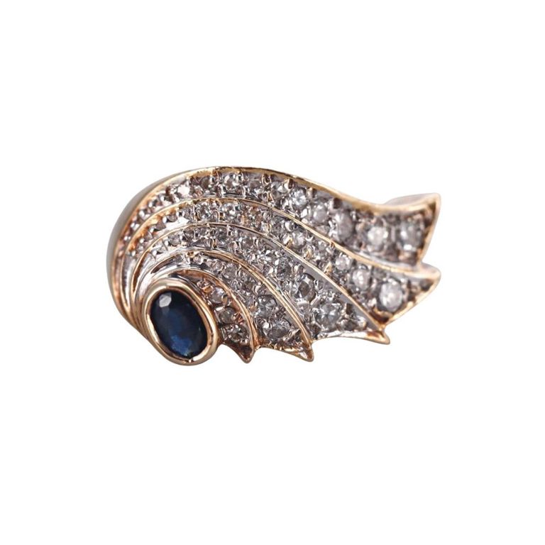 14k Gold Diamond and Sapphire Ring