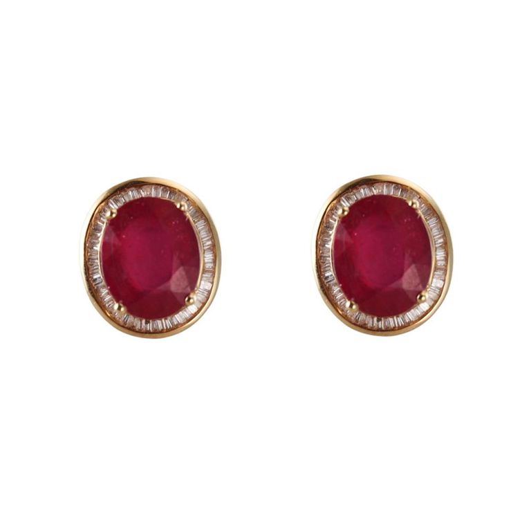 18k Gold Ruby and Diamond Earrings