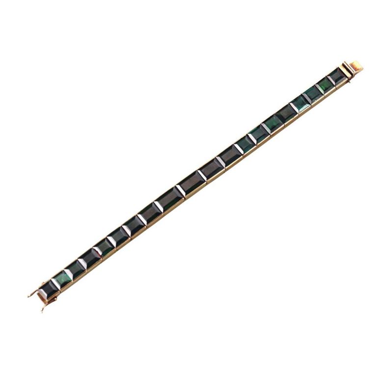 14k Gold Indicolite and Green Tourmaline Bracelet