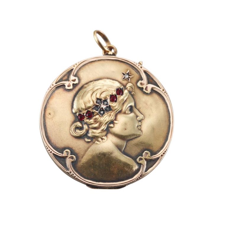 10k Gold Ruby Locket Pendant