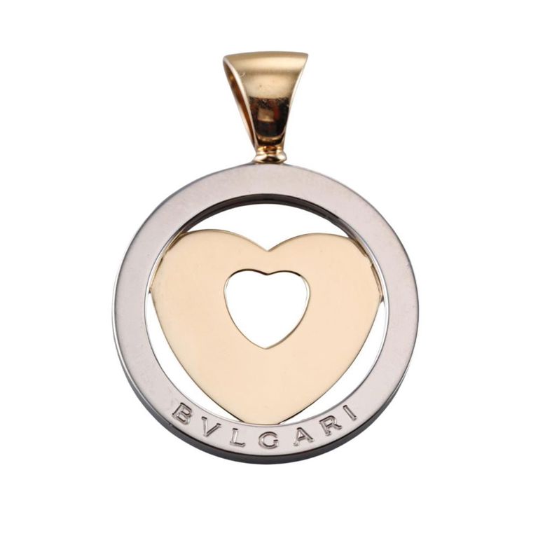 18k Gold Steel Heart Pendant