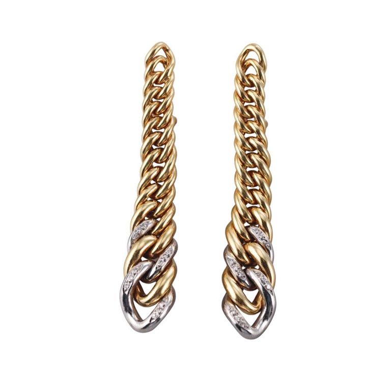 18k Gold Diamond Link Earrings