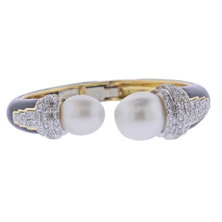 18k Gold Platinum Pearl Diamond Bracelet